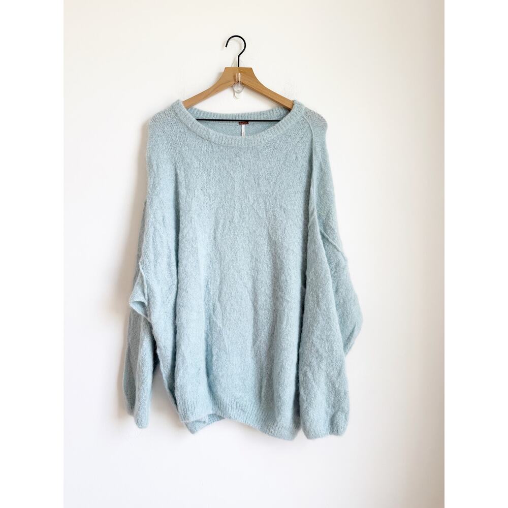 Free People Angelic Balloon Sleeve Sweater Medium Blue - Picture 2 of 5